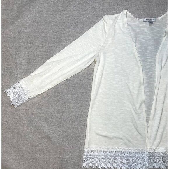 Studio Works | Petite Cream Lace Trimmed Cardigan | PL - Picture 4 of 7